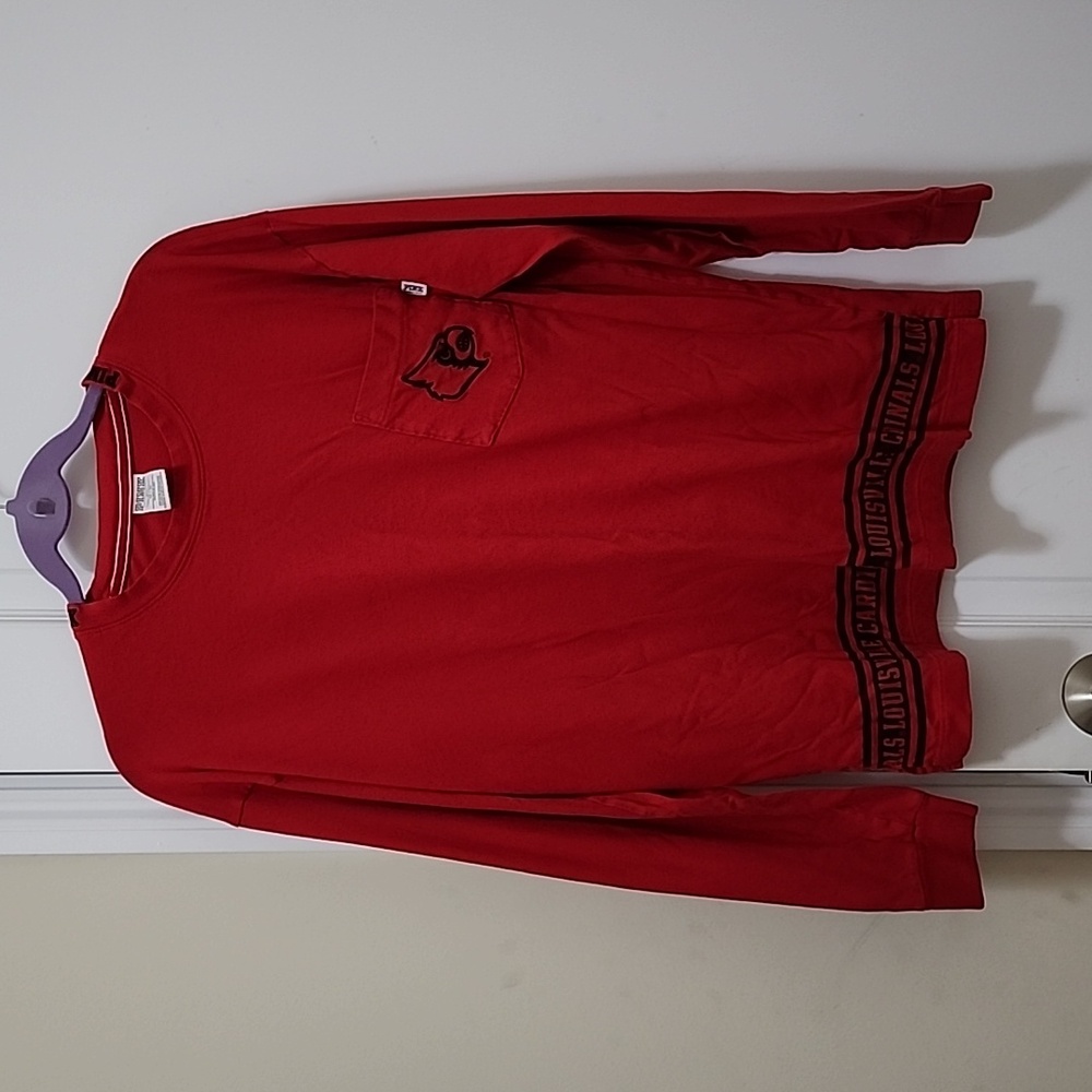 PINK by VICTORIA'S SECRET Red Louisville Cardinals Embroidered LS Tshirt  Size M